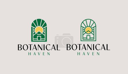Ilustración de Logo de la Casa Botánica. Símbolo premium creativo universal. Plantilla de logotipo de icono de signo de vector. Ilustración vectorial - Imagen libre de derechos