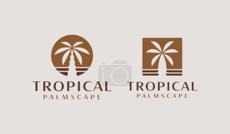 Ilustración de Logo tropical de verano de palmera. Símbolo premium creativo universal. Plantilla de logotipo de icono de signo de vector. Ilustración vectorial - Imagen libre de derechos