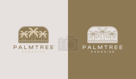Illustration for Palm Tree Summer Tropical monoline. Universal creative premium symbol. Vector sign icon logo template. Vector illustration - Royalty Free Image