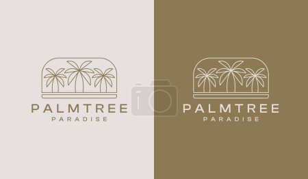 Ilustración de Palm Tree Summer Tropical monoline. Universal creative premium symbol. Vector sign icon logo template. Vector illustration - Imagen libre de derechos