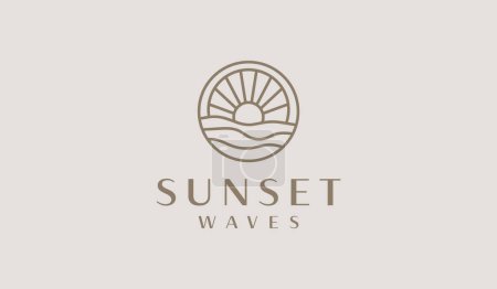 Ilustración de Sunset wave Monoline Logo Template. Símbolo premium creativo universal. Ilustración vectorial - Imagen libre de derechos