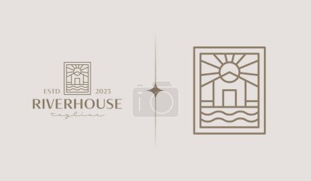 Illustration for River House Logo Template. Universal creative premium symbol. Vector illustration. Creative Minimal design template. Symbol for Corporate Business Identity - Royalty Free Image