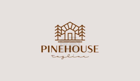 Illustration for Pine House Monoline Logo Template. Universal creative premium symbol. Vector illustration. Creative Minimal design template. Symbol for Corporate Business Identity - Royalty Free Image