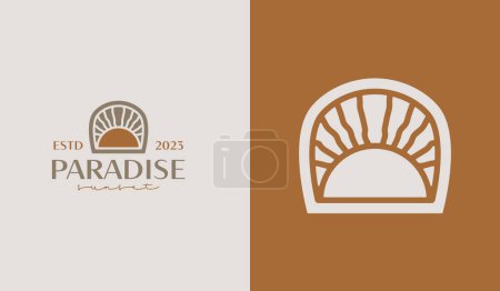Illustration for Sunset Wave Monoline Logo Template. Universal creative premium symbol. Vector illustration. Creative Minimal design template. Symbol for Corporate Business Identity - Royalty Free Image