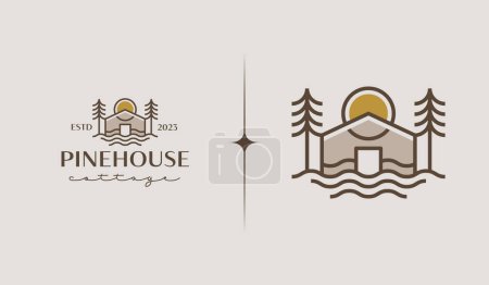 Illustration for Cottage Pine House Logo Template. Universal creative premium symbol. Vector illustration. Creative Minimal design template. Symbol for Corporate Business Identity - Royalty Free Image