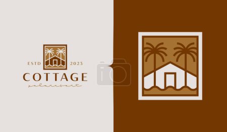 Téléchargez les illustrations : Modèle de logo Palm House Resort. Symbole universel premium créatif. Illustration vectorielle. Modèle de conception minimale créative. Symbole de l'identité d'entreprise - en licence libre de droit