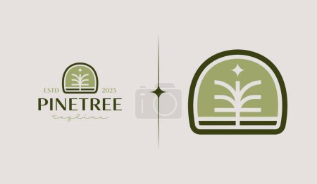 Illustration for Pine Tree Monoline Logo Template. Universal creative premium symbol. Vector illustration. Creative Minimal design template. Symbol for Corporate Business Identity - Royalty Free Image