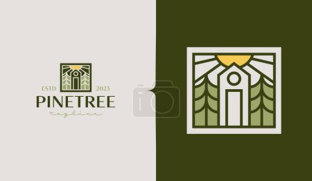 Illustration for Cottage Pine House Logo Template. Universal creative premium symbol. Vector illustration. Creative Minimal design template. Symbol for Corporate Business Identity - Royalty Free Image