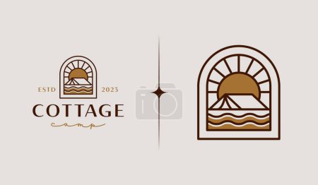 Illustration for Cottage Camping Logo Template. Universal creative premium symbol. Vector illustration. Creative Minimal design template. Symbol for Corporate Business Identity - Royalty Free Image