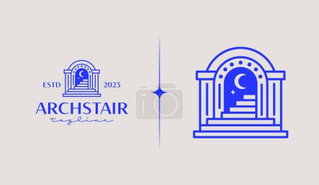Illustration for Minimal Linear Doors Staircases Logo Template. Universal creative premium symbol. Vector illustration. Creative Minimal design template. Symbol for Corporate Business Identity - Royalty Free Image