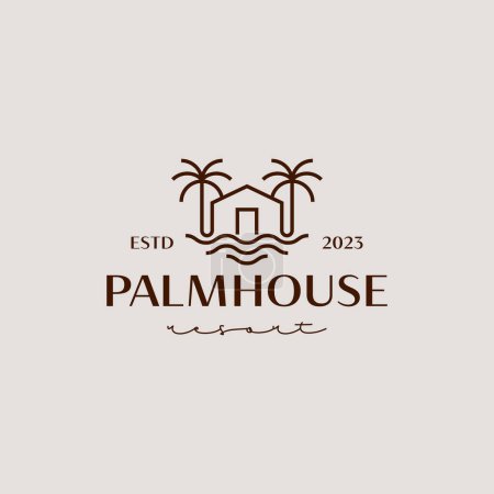 Téléchargez les illustrations : Modèle de logo Palm House Resort. Symbole universel premium créatif. Illustration vectorielle. Modèle de conception minimale créative. Symbole de l'identité d'entreprise - en licence libre de droit