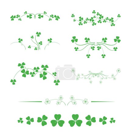 Illustration for Green clover leaves - trefoil - vector decorative design elements - Royalty Free Image