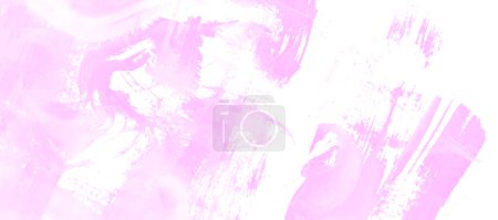 Photo for Horizontal banner, pink watercolor strokes on a white background, bright illustration - Royalty Free Image