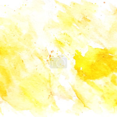 Photo for Watercolor background, bright yellow, with the effect of splashes and smudges, on a white background - Royalty Free Image