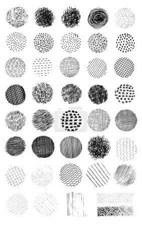 Illustration for Set of vector strokes, dots, strokes, spots, squares, cells, lines for brushes, textures and backgrounds, isolated on white background stock illustration for design and decor - Royalty Free Image