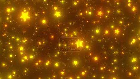 Photo for Celestial Display of Shimmering Falling Yellow Star Shapes Spinning - Abstract Background Texture - Royalty Free Image