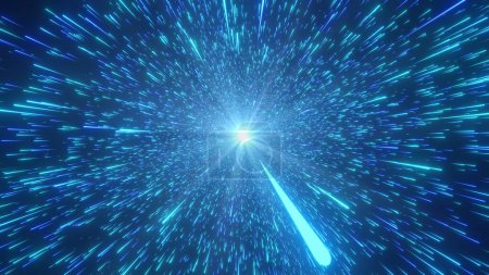 Millionen von Sternschnuppen tief im Weltall fliegen mit Lichtgeschwindigkeit vorbei - Abstrakte Hintergrundtextur