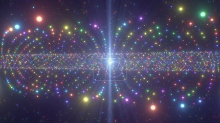 Wunderschöne funkelnde Lichtwellen, funkelnde Sterne im Weltraum - abstrakte Hintergrundtextur