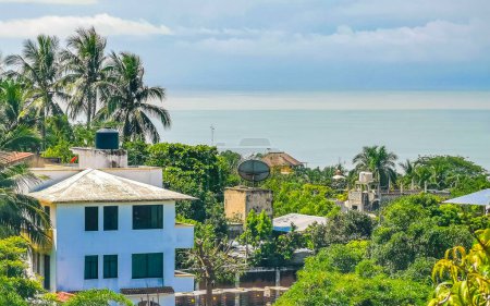 Photo for Beautiful scenic view panorama of the city Puerto Escondido and Zicatela Oaxaca Mexico. - Royalty Free Image