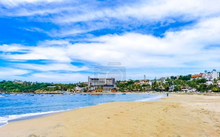 Photo for Extremely beautiful huge big surfer waves on the beach in Zicatela Puerto Escondido Oaxaca Mexico. - Royalty Free Image