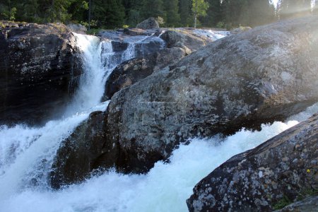 Photo for Fast flowing river water of the waterfall Rjukandefossen in Hemsedal Viken Norway. - Royalty Free Image