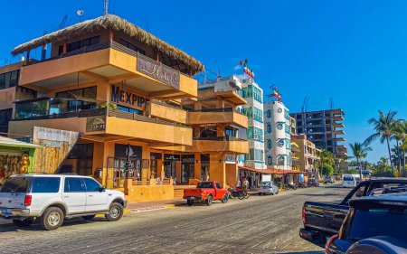 Photo for Hotels buildings and houses in tropical paradise in Zicatela Puerto Escondido Oaxaca Mexico. - Royalty Free Image