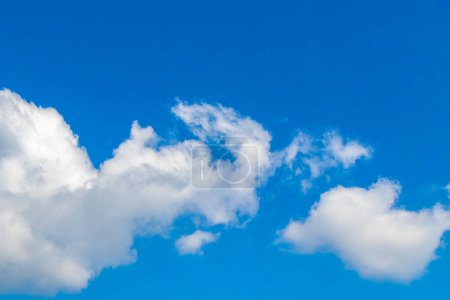 Photo for Blue sky with beautiful clouds cloud formations on sunny day in Zicatela Puerto Escondido Oaxaca Mexico. - Royalty Free Image