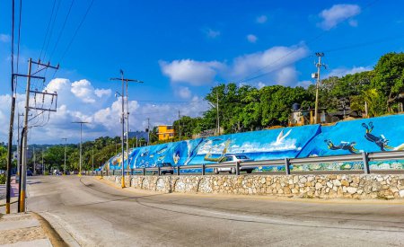 Téléchargez les photos : Painted rock with art graffiti and painting in Zicatela Puerto Escondido Oaxaca Mexico. - en image libre de droit