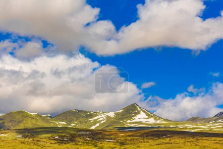 Photo for Beautiful mountain and landscape panorama with untouched nature hills and rocks stones in Rondane National Park Ringbu Innlandet Norway in Scandinavia. - Royalty Free Image