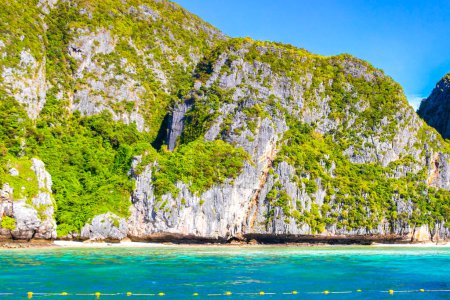 Photo for Beautiful famous beach lagoon panorama view between limestone rocks and turquoise water on Koh Phi Phi islands Ao Nang Krabi Thailand Southeast Asia. - Royalty Free Image