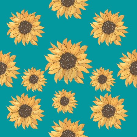 Photo for Sunflower tile background. Cute for flower and sunflower lovers. - Royalty Free Image