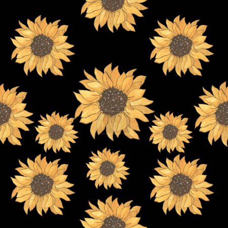 Photo for Tile background with sunflowers. Cute for sunflower lovers, and flower lovers. - Royalty Free Image