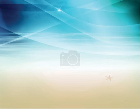 Foto de Ilustración de fondo de playa barrida por el viento con estrellas de mar y estrellas de mar - Imagen libre de derechos