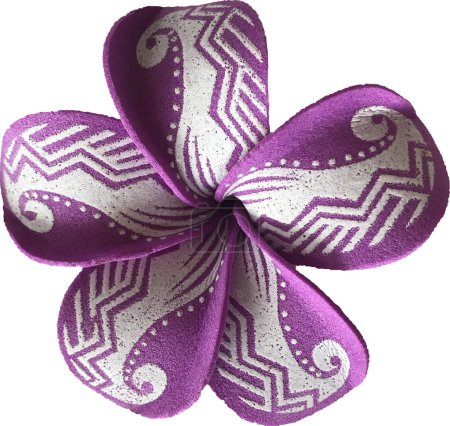 Photo for Close-up of a plumeria (frangipani) flower embellished with purplewhite tribal design - Royalty Free Image