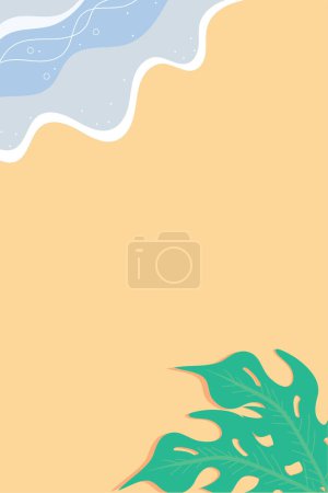 Foto de Océano ola de lavado en tierra, se reunió en la playa por el follaje tropical. Espacio de copia generoso. - Imagen libre de derechos