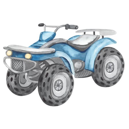 Transport for racing Watercolor quad bike blue for cards, invitations