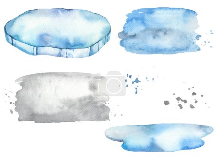 Foto de Hielo, iceberg, hockey, manchas de acuarela, para tarjetas, invitaciones Clipart acuarela - Imagen libre de derechos