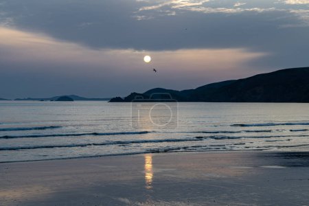 Photo for Newgale Beach At The Pembrokeshire Atlantic Coast At Sunset In Wales, United Kingdom - Royalty Free Image