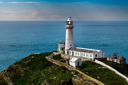 South Stack Island With South Stack Lighthouse And View To The Irish Sea In North Wales, United Kingdom