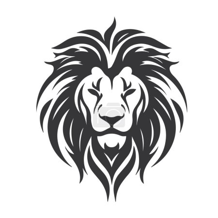 Photo for Vector black and white image of a lion head, tattoo - Royalty Free Image
