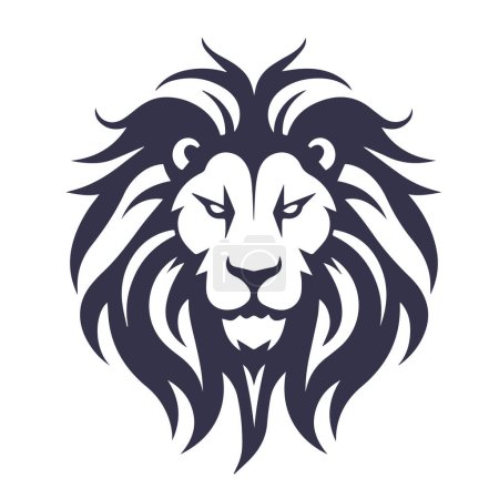 Illustration for Vector illustration of lion head, predatory cat tattoo - Royalty Free Image