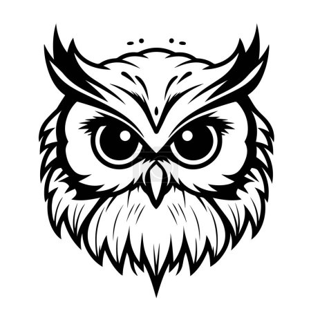 Photo for Owl in black and white linear style, vector illustration - Royalty Free Image
