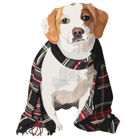 Illustration for Jack Russell terrier in scarf, vector illustration - Royalty Free Image
