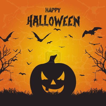 Illustration for Halloween Social Media Post Design with Spooky Vibes and Festive Charm - Royalty Free Image