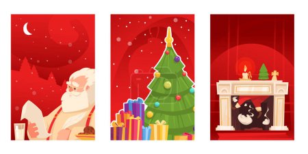 Foto de Colección de tarjetas de dibujos animados de Navidad con regalos de Navidad y S - Imagen libre de derechos
