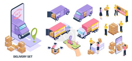 Photo for Isometric delivery icons with illustration collection with deliv - Royalty Free Image