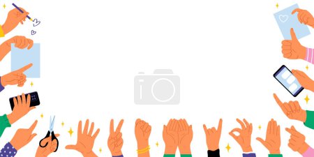 Photo for Hand drawn hand gestures background - Royalty Free Image