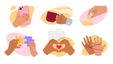 Téléchargez les photos : Main dessinée gestes de la main compositions - en image libre de droit