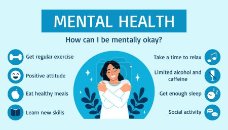 Infografiken zur psychischen Gesundheit im flachen Stil