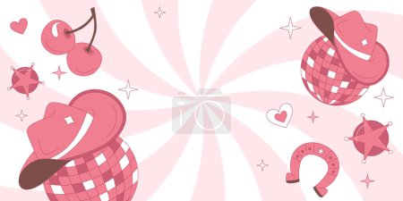 Photo for Cowgirl background in hand drawn style - Royalty Free Image